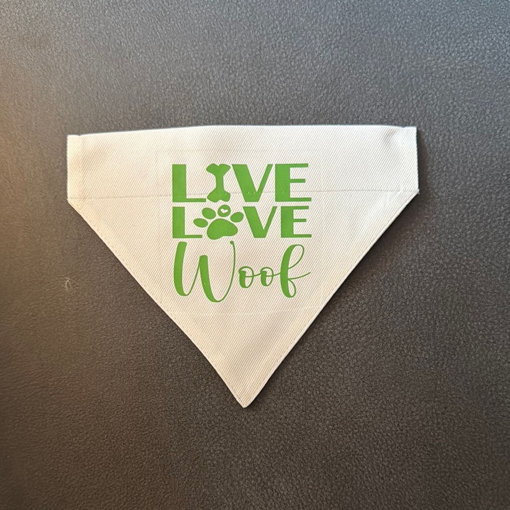 Cream Dog Bandana with Green Print